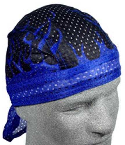 Royal Blue Flames, Vented Sport Headwrap